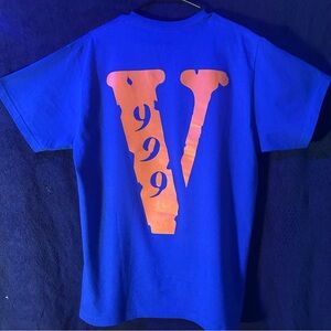 Authentic VLONE Juice Wrld Legends Never Die 999 T-Shirt Blue Orange L Size